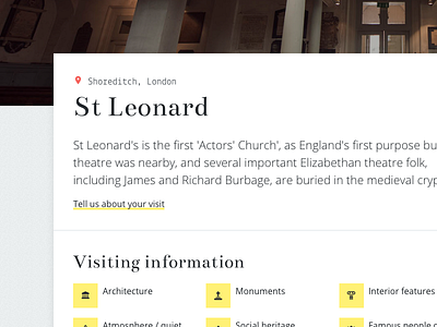 Church detail page church dark location map pin religious search website