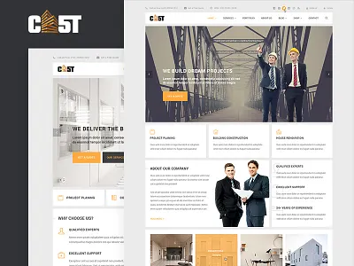 CAST - A Construction & Business PSD Template business construction corporate flat interface minimal photoshop portfolio psd template shop ui ux
