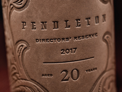 Pendleton Directors' Reserve branding cowboy emboss leather packaging portland premium saddle spirits whisky