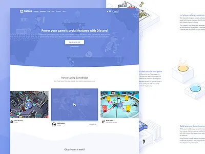 GameBridge games illustration marketing purple site ui video web