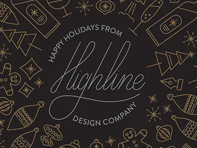 HL's 2016 Christmas card. Line art makes us giddy. christmas gold highline design company line icons ornaments