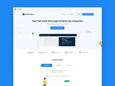 Stockroom.io Landing Page branding clean flat landing page stockroom.io