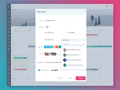 Calendar Event Modal calendar date invite materialdesign meeting modal popup schedule time ui