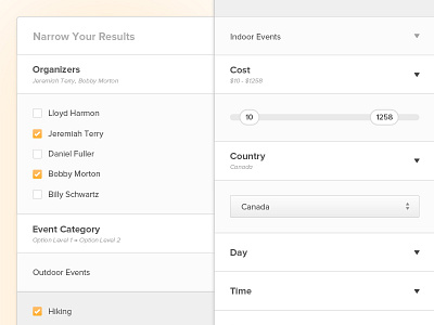 Filter Bar UX category child dashboard experience filter options parent ui ux