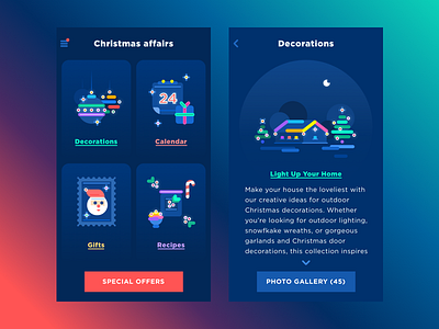 Magic Christmas App app application christmas dark graphic holiday illustration interface ios new year ui