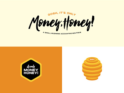 Money, Honey! bee branding concept hexagon hive honey logo money