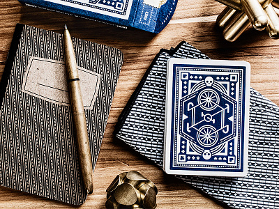 DKNG 'Blue Wheel' Playing Cards bicycle bike blue cards dan kuhlken dkng geometric geometry nathan goldman playing cards skull