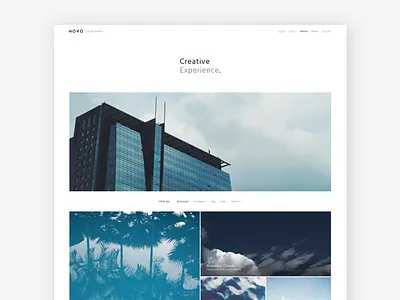 Novo: Works agency clean design filter masonry minimal novo portfolio ui ux website works