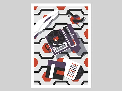 Hifi heels illustration mid century music record scene vector vinyl woman