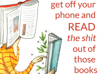 Bookhead Text books drawing folk illustration organic person watercolor