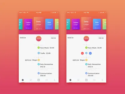 Account book account app book design income interface record