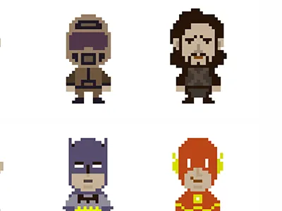 Pixel Stickers art batman comic flash got hoddor monkey island pixel superman