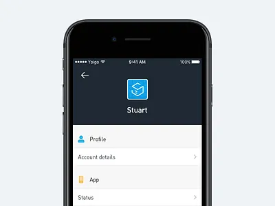 Menu animation app courier delivery design driver icons ios motion package profile stuart