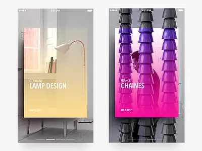 Pure Design Event App app browse card card ui event minimal minimalist pure showroom slider ux