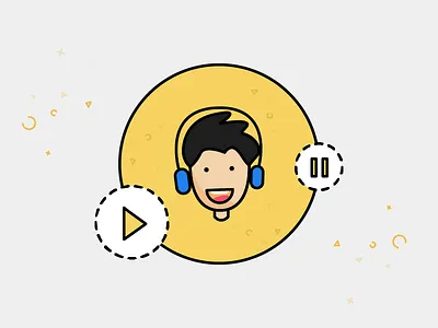 Music 🍺 😍 character flat headphones loud music pause play