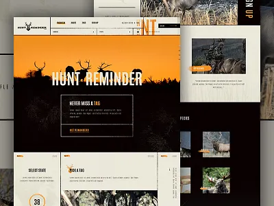 Hunt Reminder Concept elegant circles grunge hunting landing line nature orange outdoors tag