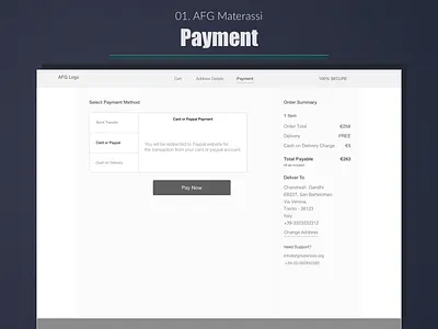 AFG Materassi - Payment Options best buying journey credit card debit card design ecommerce india purchase journey user experience ux wireframes