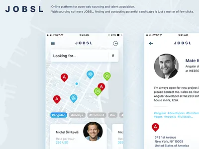 Jobsl / Online platform android apps code dailyux developers development hiring ios job mobile ui ux