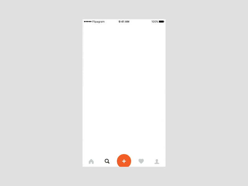Flipagram Challenge Concept animation app challenges ios mobile navigation red scroll swipe transition white