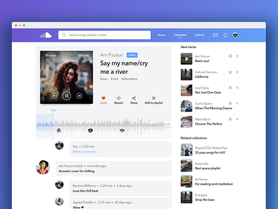 Soundcloud Song Layout / UI Challenge #7 app clean dashboard music player soundcloud ui web website