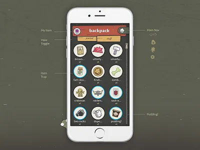 Krubb app card game illustration item mobile swipe ui ux