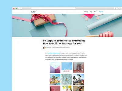 Later Blog Article article blog flat design homepage instagram landing page later minimalist mobile web design website