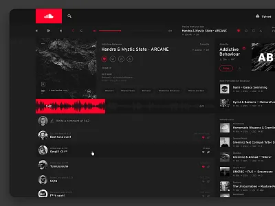 Soundcloud Song Layout / UI Challenge — Week 07 dark flat redesign soundcloud ui web