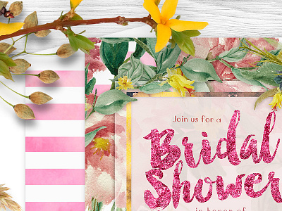 Pink Floral Garden Bridal Shower Invitation bridal shower floral invitation invitation design invitations invites print printed invitation weddings