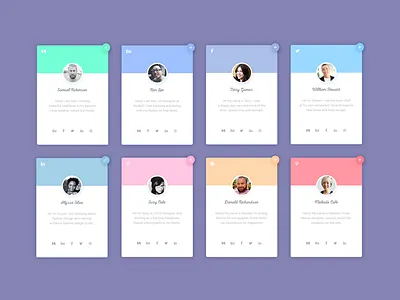 Profile cards avatar cards connect follow icons profile social ui