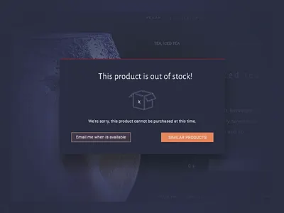 Notification for stock alert dark orange dark ui dialog indigo modal out of stock stock