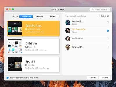 Zeplin Redesign Import Flow dialog import progress redesign zeplin