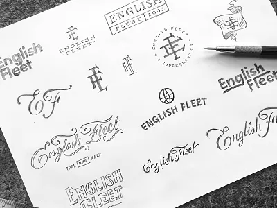English Fleet Sketches branding concepts english fleet logos sketch sketches thumbnails