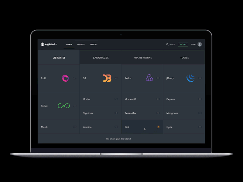 egghead.io Redesign case study dark design education egghead frontend platform ui user interface web