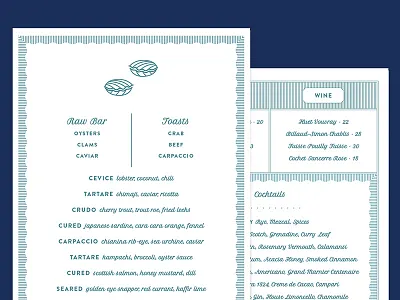 ZZ Clam Bar clam menu typography zz clam bar