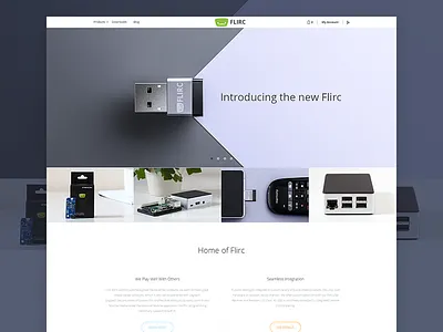 Flirc.tv ecommerce electronics flirc layout media center minimal product website