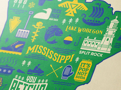 Minnesota Icon Poster flat hockey hotdish icon midwest minnesota north snow vector winter