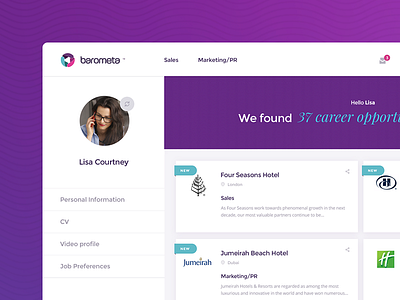Barometa - Career Opportunities cv dashboard hospitality hotel hr jobs luxury new purple video