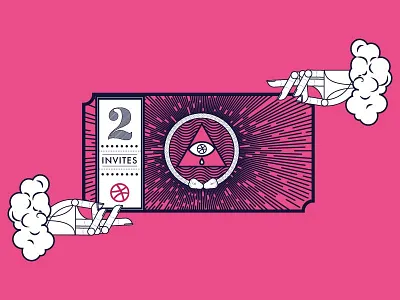 2 Invites! blue dribbble invite occult pink snake ticket