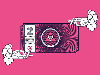 2 Invites! blue dribbble invite occult pink snake ticket