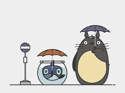 Totoro digitalocean illustration japan rain totoro umbrella