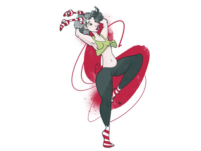 Santa's Reindeer - Dancer art candy cane character christmas cute dancer girl holiday pinup reindeer santa
