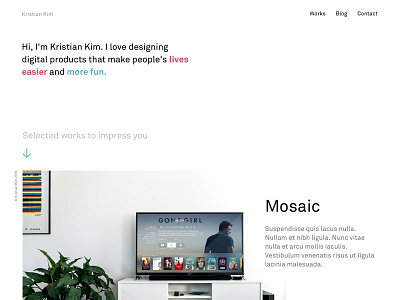 New Home kristian kim portfolio web design white