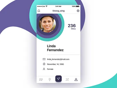 Lanespotter App User Profile app bicycle bike cyclist interface ios profile route style travel ui ux