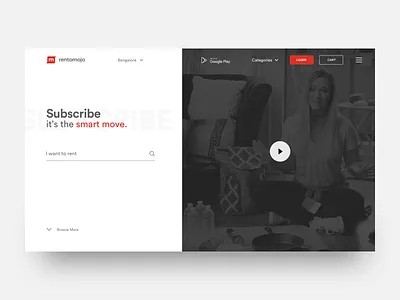 Rentomojo unused landing page bangalore city download landing page rental rentomojo scroll selection subscription ui video website
