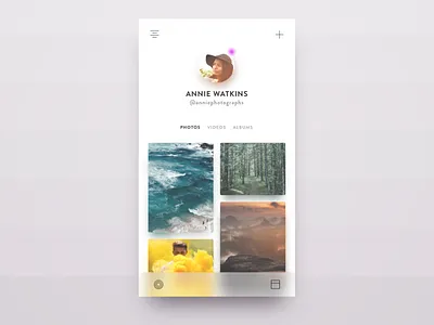 Photo App app ios menu mobile nature photos user white