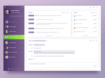 Task Management System call chat clean dashboard management people phone task team ui