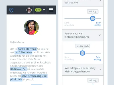 mobile profile - true.me app authentification identity security service share shareeconomy trueme trust user web