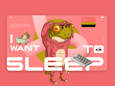 I want to sleep design design frog graphic design landig page minimalism sleep ui