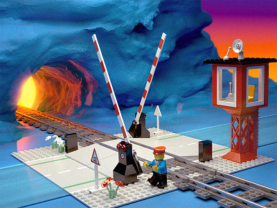 Lego Crossing 4539 3d blender crossing cycles lego render train