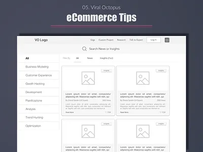 Viral Octopus - eCommerce Tips (Blog Listing) best design designer expert india listing portfolio top ui user experience ux wireframe